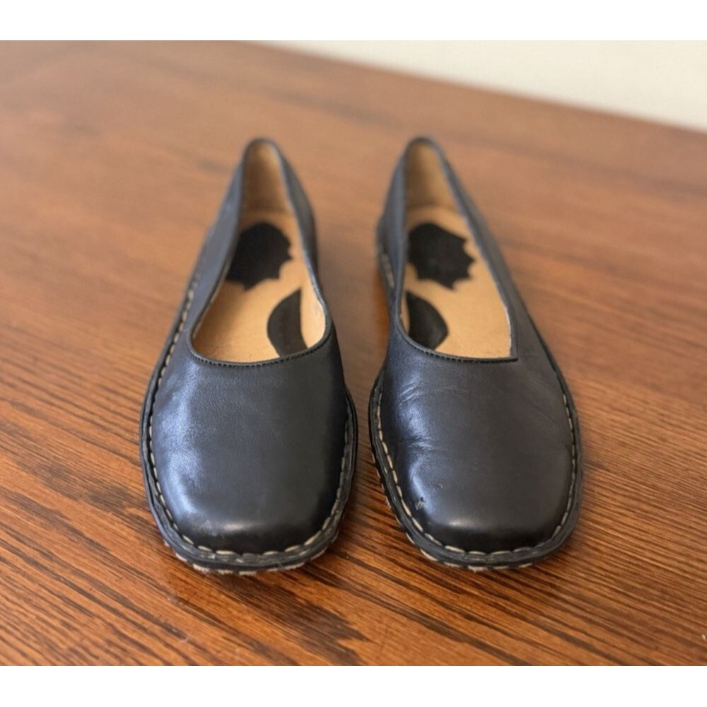 Born Slip On Ballet Shoes Girls Size 6.5 Black Leather Handcrafted in Mexico